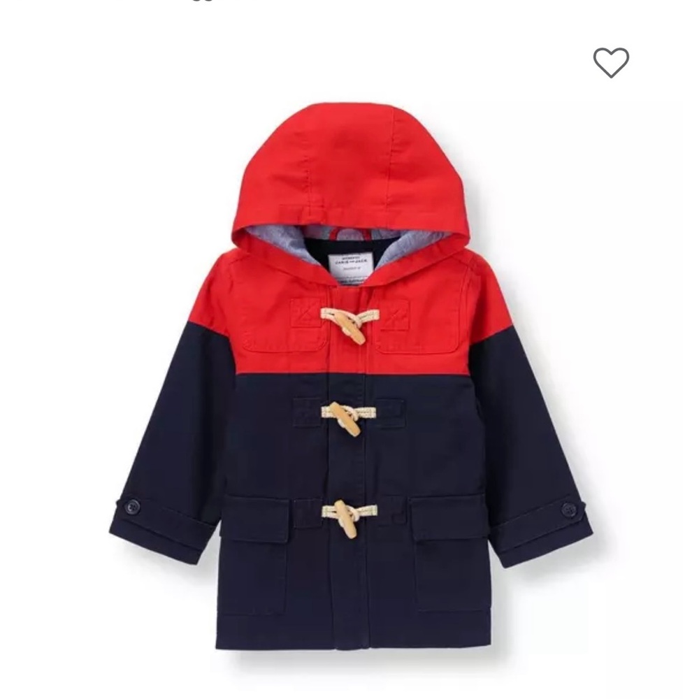 Janie and Jack Boy Nautical Colorblock Toggle Coat w/ Hood Size 12-18M
